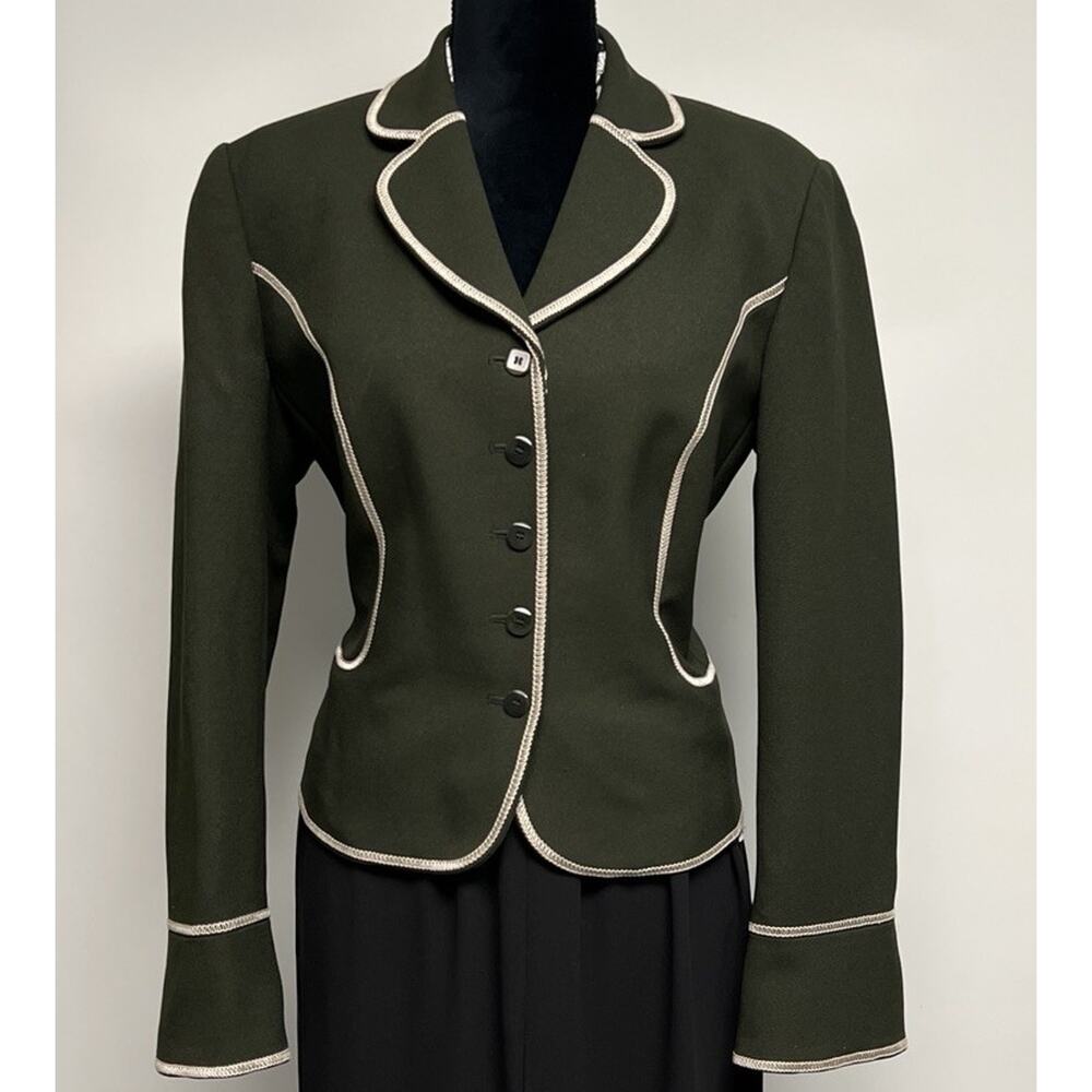 VTG‎ John Meyer of Norwich Army Olive Green Military Equestrian Blazer Sz 12
